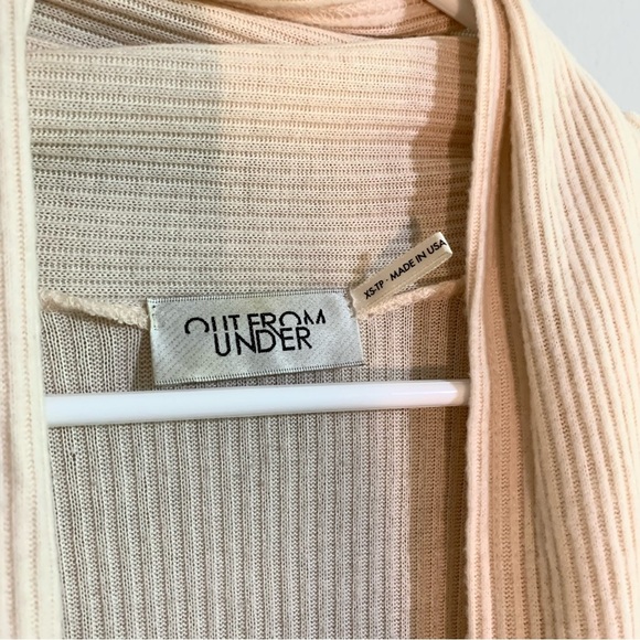 Urban Outfitters Out From Under Cream Ribbed Drape Cardigan Size: XS - Picture 5 of 6